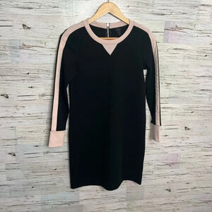 J crew size 0 long sleeve  pink black wool blend dress